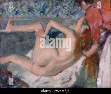 Dopo il bagno; Edgar Degas (francese, 1834 - 1917); circa 1895; olio su tela; 65,7 x 82,2 cm (25 7/8 x 32 3/8 pollici); 2001,20 Foto Stock