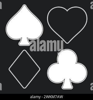 Gruppo di simboli della carta blackjack icone del casinò Vector Illustrazione Vettoriale