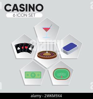 Set di diverse icone del casinò Vector Illustrazione Vettoriale