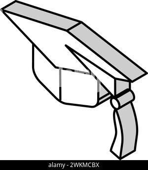 cappello graduato icona isometrica illustrazione vettoriale Illustrazione Vettoriale
