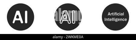 Set di icone Web ai. Logo di apprendimento automatico. Loghi cibernetici futuristici. Illustrazione vettoriale AI. Illustrazione Vettoriale