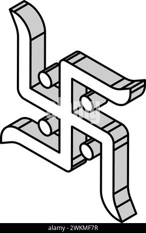 illustrazione vettoriale con icona isometrica di swastika hinduism Illustrazione Vettoriale