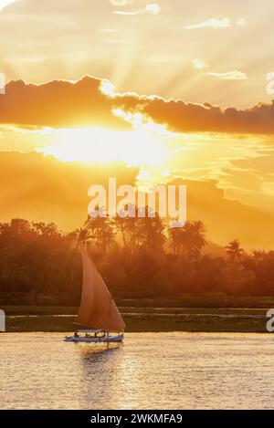 Una feluca sul Nilo ad Assuan, Egitto. Foto Stock