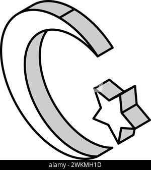 luna mezzaluna islam icona isometrica musulmana illustrazione vettoriale Illustrazione Vettoriale