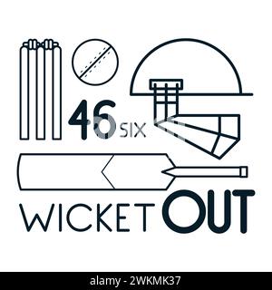 Illustrazione del vettore Cricket icona del vettore icona dello sport Cricket icone dello script Doodle Illustrazione Vettoriale