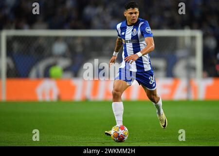 Porto, Portogallo. 21 febbraio 2024. Dragao Stadium, Champions League 2023/2024, FC Porto contro Arsenal; Evanilson del FC Porto, durante il turno del 16, prima tappa la partita di UEFA Champions League 2023/2024 tra FC Porto e Arsenal al Dragao Stadium di Porto il 21 febbraio. Foto: Daniel Castro/DiaEsportivo/Alamy Live News crediti: DiaEsportivo/Alamy Live News Foto Stock