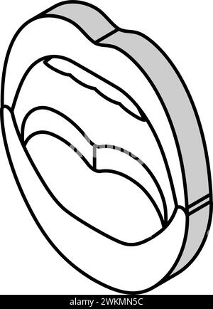 o la bocca della lettera animano l'illustrazione vettoriale dell'icona isometrica Illustrazione Vettoriale