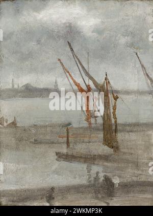 Grigio e argento: Chelsea Wharf. James McNeill Whistler. c. 1864/1868 Foto Stock