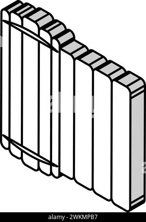 immagine vettoriale dell'icona isometrica del taoismo con scorrimento in bambù Illustrazione Vettoriale