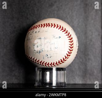 Babe Ruth home run baseball il 29 settembre 1927 con il lanciatore Paul Hpkins. Numero 59 dalla sua stagione record 60 HR. Foto Stock