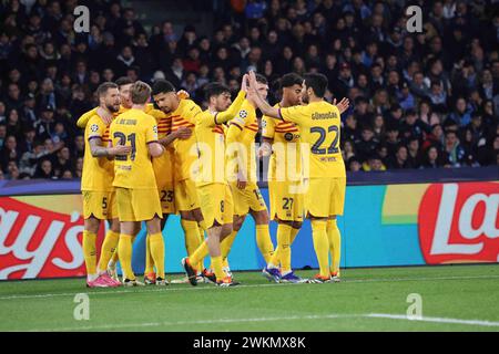 Napoli, Campania, ITALIA. 21 febbraio 2024. 02/21/2024 Napoli, Stadio Diego Armando Maradona, partita di calcio valida per la Champions League 2023/24 tra SSC Napoli e FC Barcellona.nella foto: Barcellona (Credit Image: © Fabio Sasso/ZUMA Press Wire) SOLO USO EDITORIALE! Non per USO commerciale! Foto Stock