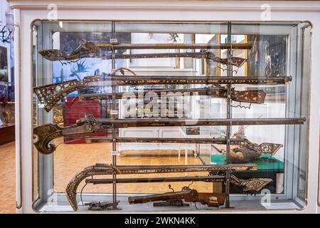 Pezzi da caccia tedeschi del XVI o XVII secolo al Museo tedesco della caccia e della pesca di Monaco, Germania Foto Stock