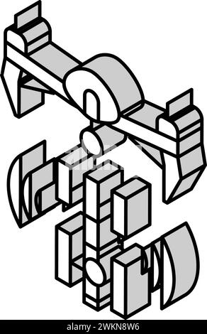 illustrazione vettore icona isometrica drone di telecomunicazione Illustrazione Vettoriale