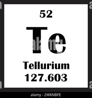Disegno dell'illustrazione vettoriale dell'icona dell'elemento chimico del tellurio Illustrazione Vettoriale