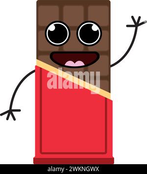 Colorato Happy Chocolate bar personaggio Vector Illustrazione Vettoriale