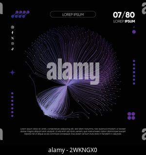 Minimal Poster with Abstract Lines Wireframes Illustrazione Vettoriale