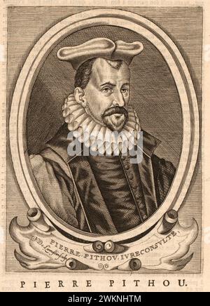 1585 c., FRANCIA: Il giurista, storico e scrittore italiano PIERRE PITHOU ( 1539-1596 ). Ritratto inciso da Nicolas de Larmessin , pubblicato da Francesco Foppens nel 1882 , Bruxelles . - STORIA - FOTO STORICO - STORICO - SCRITTORE - SCRITTORE - LETTERATURA - LETTERATURA - giureconsulto - GIURISTA - LEGGE - LAY - nobili - nobiltà francese - nobiltà francese - FRANCIA - INCISIONE - INCISIONE - ILLUSTRAZIONE - colletto - colletto - colletto - colletto - colletto - GORGIERA - pizzo - pizzo - barba --- Archivio GBB Foto Stock