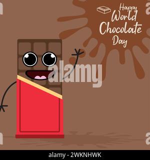 Carino personaggio del cioccolato World Chocolate Day Vector Illustrazione Vettoriale