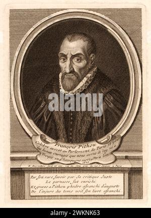1585 c., FRANCIA: Il giurista, storico e scrittore italiano Francesco PITHOU ( 1543 - 1621 ), giovane seccatura di Pierre Pithou ( 1543 - 1596 ). Ritratto inciso da Etienne Desrochers , pubblicato nel 1726 c., Parigi . - STORIA - FOTO STORICO - STORICO - SCRITTORE - SCRITTORE - LETTERATURA - LETTERATURA - giureconsulto - GIURISTA - LEGGE - LAY - nobili - nobiltà francese - nobiltà francese - FRANCIA - INCISIONE - INCISIONE - ILLUSTRAZIONE - colletto - colletto - colletto - colletto - colletto - GORGIERA - pizzo - pizzo - barba --- Archivio GBB Foto Stock