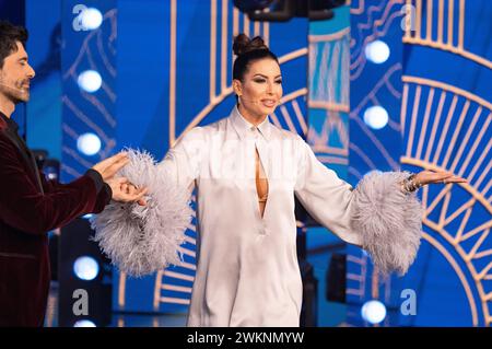 Napoli, Italia. 19 febbraio 2024. Elisabetta Gregoraci partecipa al quinto episodio del famoso spettacolo comico "Mad in Italy" all'Auditorium RAI di Napoli. (Foto di Francesco Cigliano/SOPA Images/Sipa USA) credito: SIPA USA/Alamy Live News Foto Stock