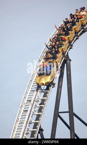 Le montagne russe del Fuji-Q Highland a Fujiyoshida, Yamanashi, Giappone. Foto Stock