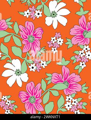 disegno a mano decorato multicolore ornamentale tracciato su tutto lo sfondo base motivo a ripetizione trama geometrica bordo etnico tribale Illustrazione Vettoriale