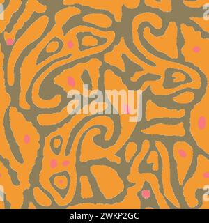 disegno a mano decorato multicolore ornamentale tracciato su tutto lo sfondo base motivo a ripetizione trama geometrica bordo etnico tribale Illustrazione Vettoriale