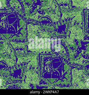 disegno a mano decorato multicolore ornamentale tracciato su tutto lo sfondo base motivo a ripetizione trama geometrica bordo etnico tribale Illustrazione Vettoriale