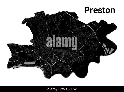 Mappa della città di Black Preston, area amministrativa dettagliata Illustrazione Vettoriale