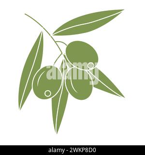 Ramoscello d'oliva. Icona semplice per il tuo progetto. Illustrazione vettoriale. Illustrazione Vettoriale