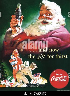 1952 Coca-Cola Christmas Babbo Natale annuncio a stampa con illustrazioni di Haddon Sundblom Foto Stock