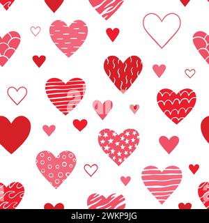 I cuori fanno la scarabocchiatura senza cuciture. Illustrazione dello schema di ripetizione vettoriale. Illustrazione Vettoriale