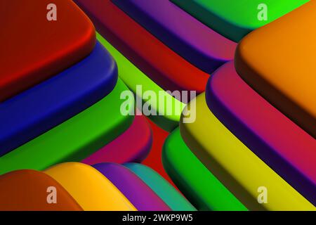 Cubetti colorati con rendering 3D astratti Foto Stock