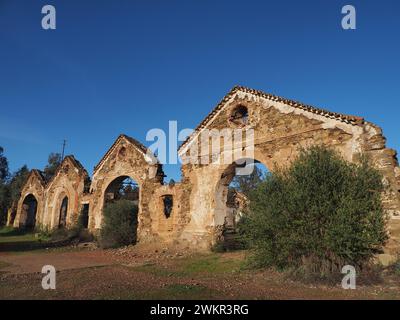 Edifici del antiguo complejo minero de la Mina São Domingos, ubicado en la parroquia de Corte do Pinto, en el municipio de Mértola. Portogallo Foto Stock