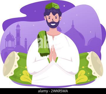 Benvenuto illustrazione del personaggio musulmano ramadan Illustrazione Vettoriale