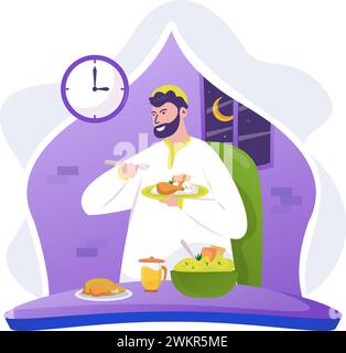 Illustrazione sahur islamica del digiuno musulmano del Ramadan Illustrazione Vettoriale