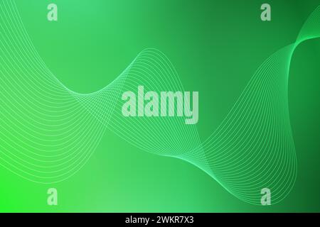 Sfondo verde astratto con linee ondulate curve. Illustrazione vettoriale per la progettazione. Onda dalle linee Illustrazione Vettoriale