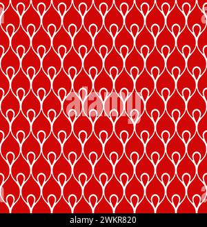 Il motivo geometrico con linee ondulate. Sfondo vettoriale uniforme. Consistenza bianca e rossa Illustrazione Vettoriale