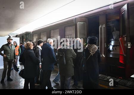 Firenze, Italia. 22 febbraio 2024. Foto massimo Paolone/LaPresse 22 febbraio 2024 - Firenze, Italia - il treno del ricordo - stazione di Firenze 22 febbraio 2024 Firenze, Italia - il treno della memoria - stazione di Firenze credito: LaPresse/Alamy Live News Foto Stock