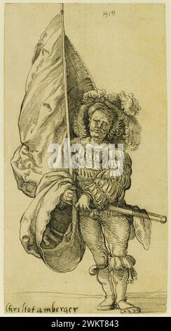 Un portatore standard; Sebald Beham (tedesco, 1500 - 1550); 1519; penna e inchiostro nero; 18,1 x 9,5 cm (7 1/8 x 3 3/4 pollici); 94.GA.53 Foto Stock