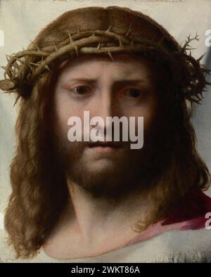 Testa di Cristo; Correggio (Antonio Allegri) (italiano, circa 1489 - 1534); circa 1525 - 1530; olio su tavola; 28,6 x 23,5 cm (11 1/4 x 9 1/4 poll.); 94.PB.74 Foto Stock