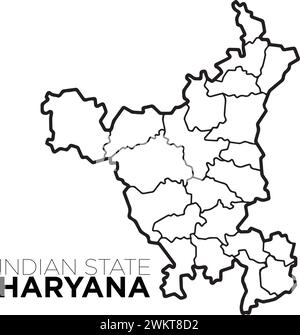 Mappa indiana haryana cartina con illustrazioni del quartiere, mappa distratta Illustrazione Vettoriale