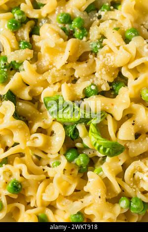 Pasto di pasta Gigli fatta in casa con basilico e piselli Foto Stock