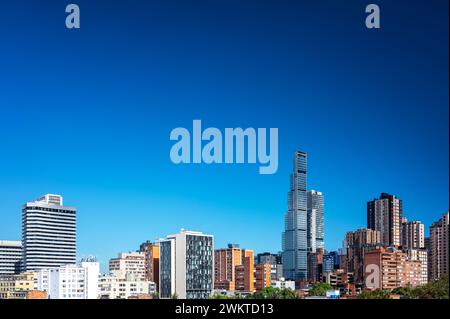 Vista del centro di Bogotà, skyline della Colombia Foto Stock