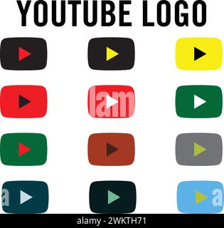 illustrazione vettoriale del logo di youtube , logo di youtube in diversi colori Illustrazione Vettoriale