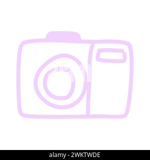 Icona della fotocamera rosa Doodle Illustrazione Vettoriale