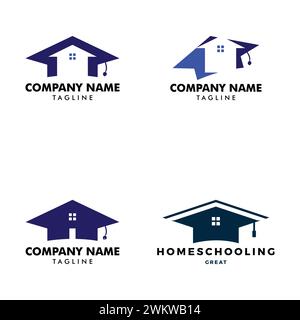 Set di modello di disegno logo icona Homeschooling Illustrazione Vettoriale
