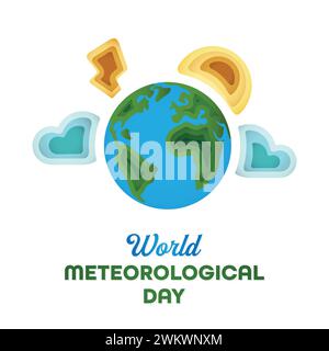 Illustrazione vettoriale sul tema giornata meteorologica Mondiale Illustrazione Vettoriale