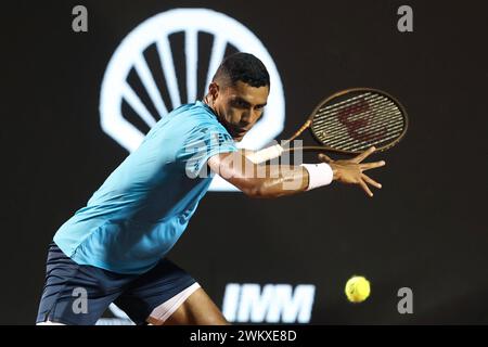 Rio De Janeiro, Brasile. 22 febbraio 2024. Jockey Club Brasileiro Thiago Monteiro (BRA) affronta Felipe Meligeni Alves (BRA), durante il round 16 del Rio Open 2024, al Jockey Club Brasileiro, giovedì 22. 30761 (Daniel Castelo Branco/SPP) credito: SPP Sport Press Photo. /Alamy Live News Foto Stock