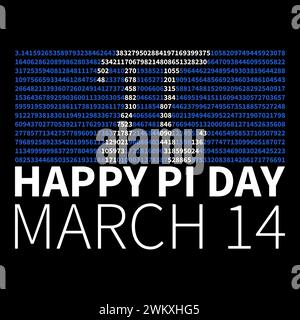 Happy PI Day - scheda 3,14 - concetto matematico numeri Pi illustrazione vettoriale moderna o banner Illustrazione Vettoriale